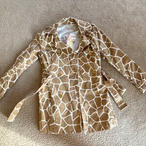 Michael Kors Giraffe Print Trench Coat | Khaki & White | Size M
